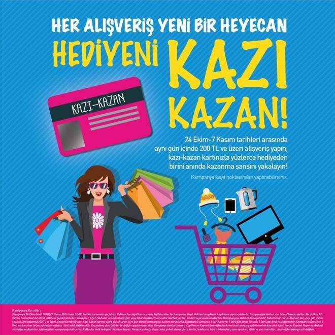 Forum Kayseri´de Alışveriş Yeni Bir Heyecan, Hediyeni Kazı Kazan!