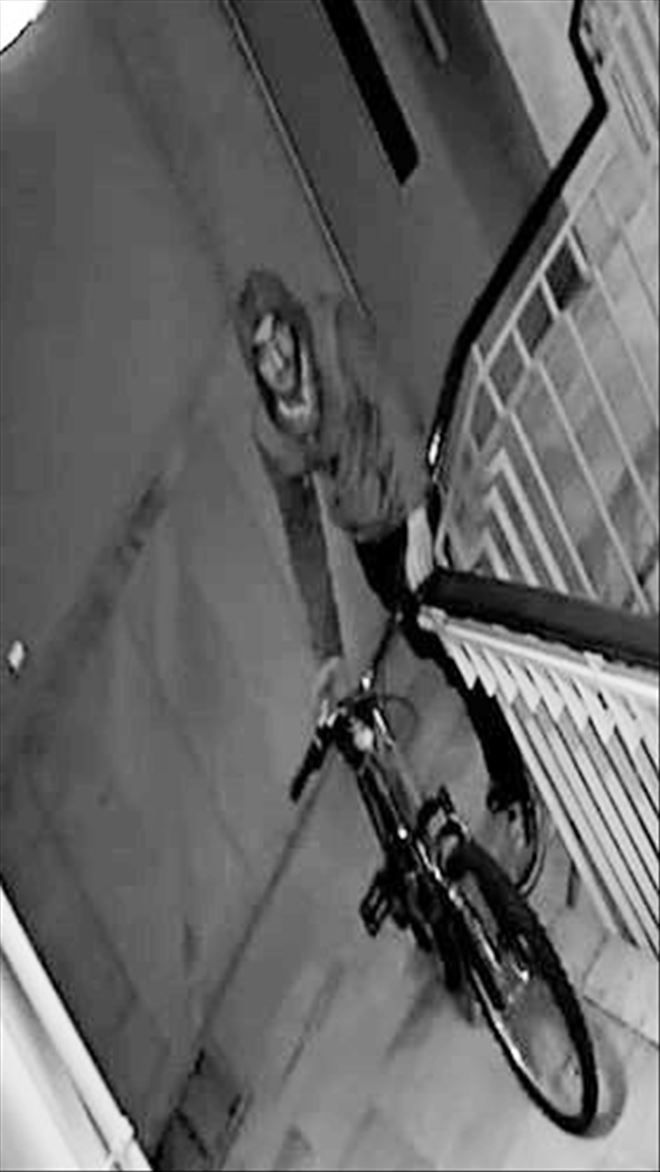 Kamerayı fark eden şaşkın hırsız, bisikleti geri bıraktı 